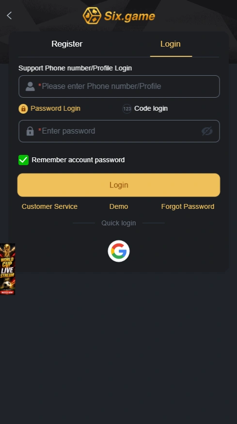Six Game login