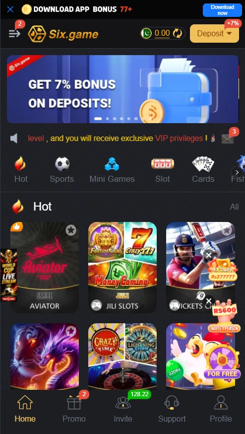 Six Game dashboard